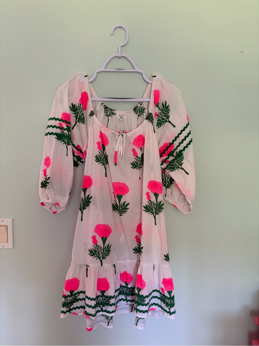 Women's Pink Floral Embroidered Swim Coverup